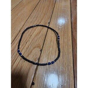 Women's Beaded Anklet Bracelet Black And Blue